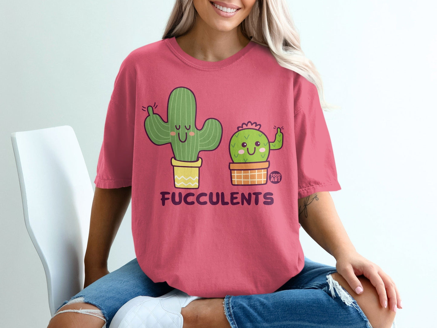 Cute Cactus FUCCULENTS Graphic Oversized T-shirt