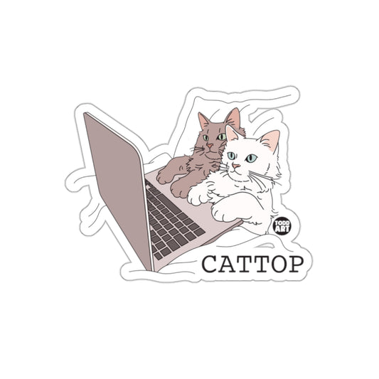 Cattop Two Cats on a Laptop Cute Feline Stickers