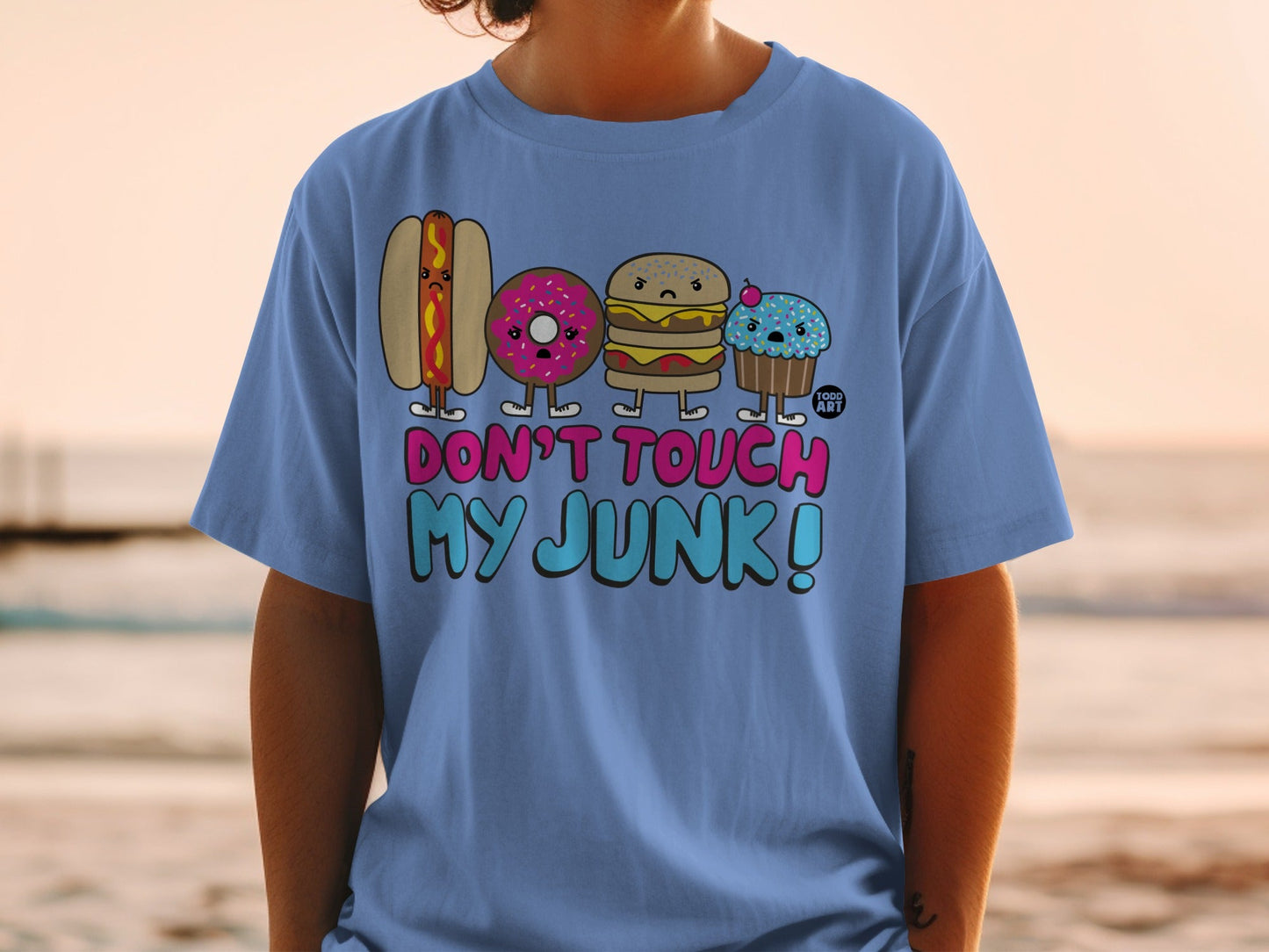 Don't Touch My Junk Funny Cartoon Food Shirt