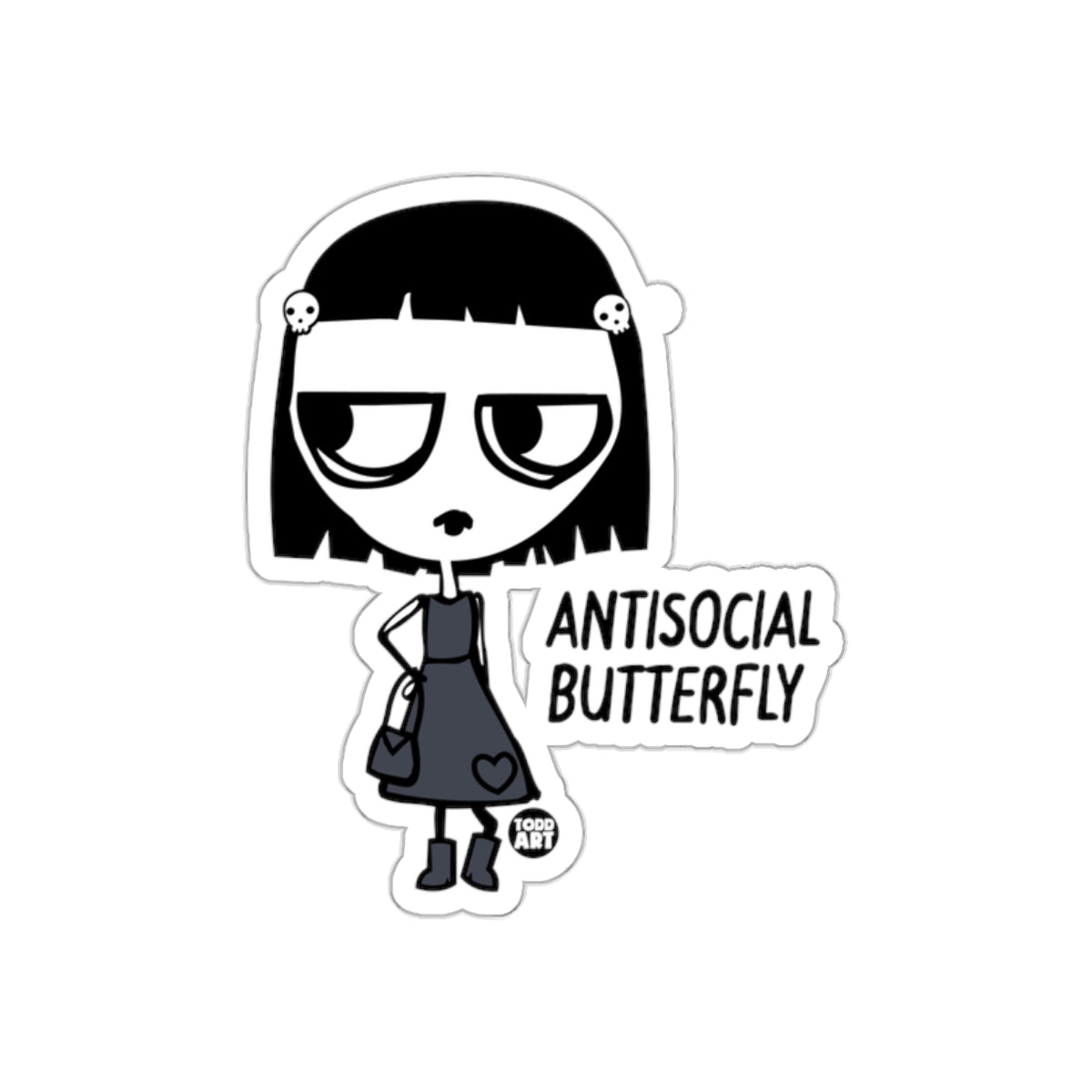 Antisocial Butterfly Goth Sticker Graphic Design