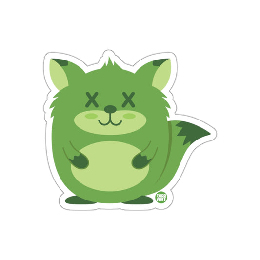 Cute Green Fox Character Sticker for Creative Fun