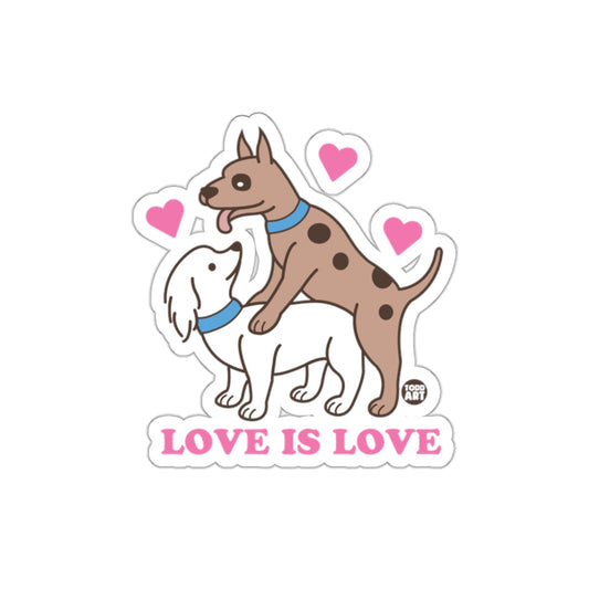 Love Is Love Dog Design Sticker with Hearts