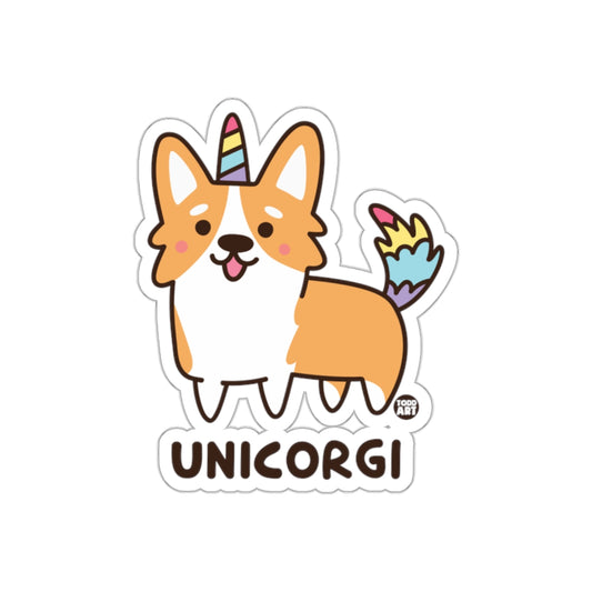 Cute Unicorgi Sticker With Rainbow Tail Design