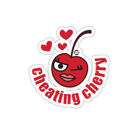 Cheating Cherry Sticker with Red Hearts Design