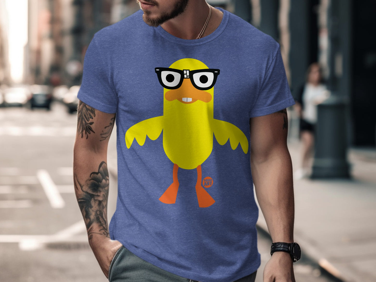 Stylish Chick Wearing Glasses Blue T-Shirt product