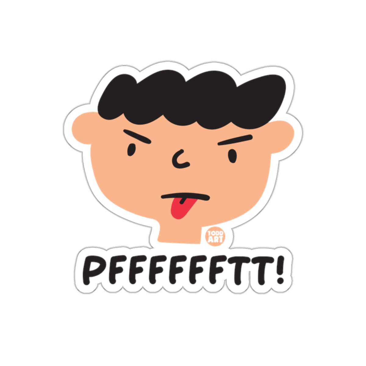 Cartoon Character with 'PFFFFFTTT' Text Sticker
