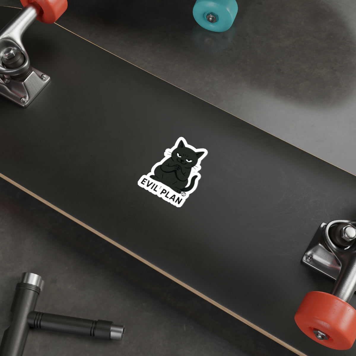 Evil Plan Cat Sticker for Skateboards and Laptops