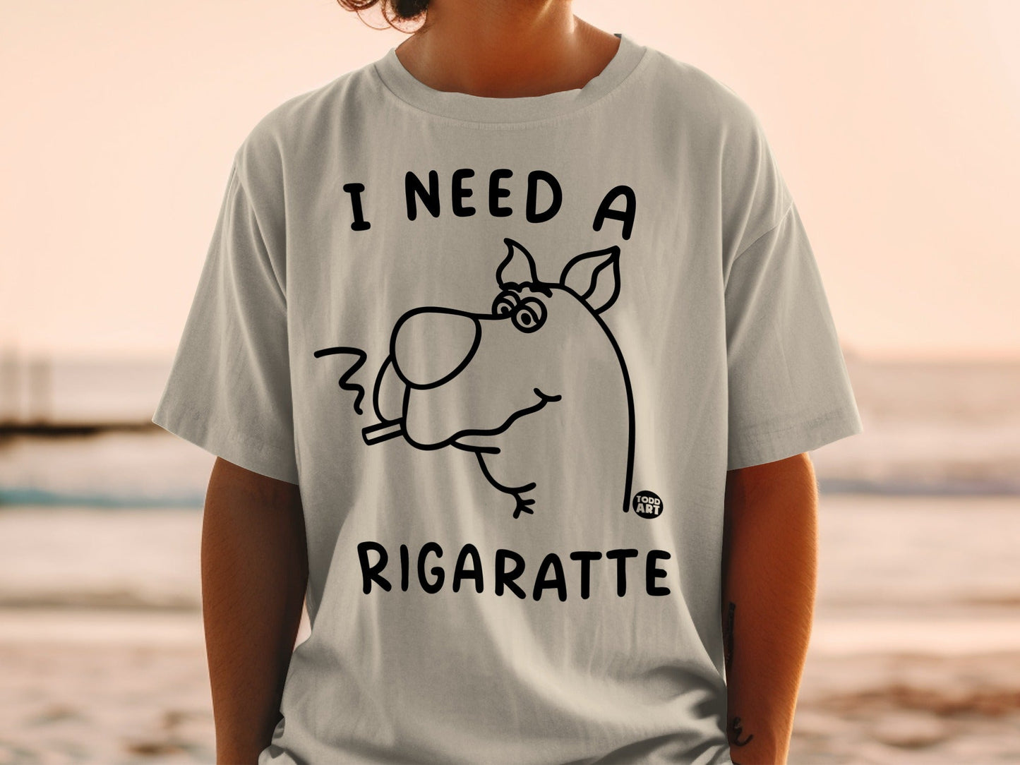 Scooby-Doo graphic tee with "I need a rigarette" text.