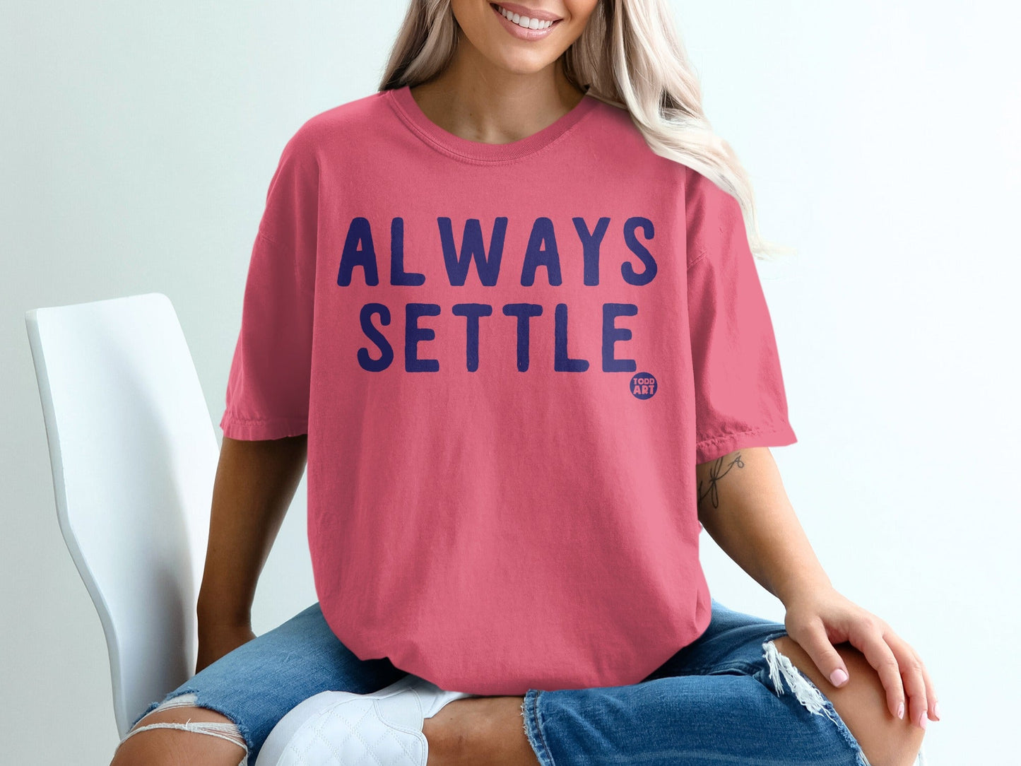 'Always Settle Slogan Printed Unisex T-shirt'