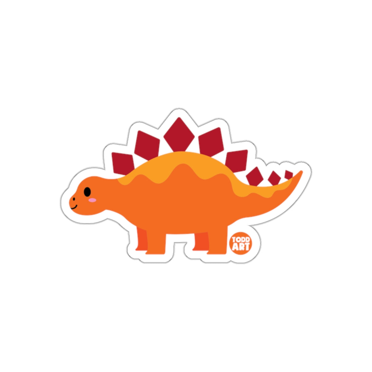 Cute Orange Stegosaurus Cartoon Design Sticker