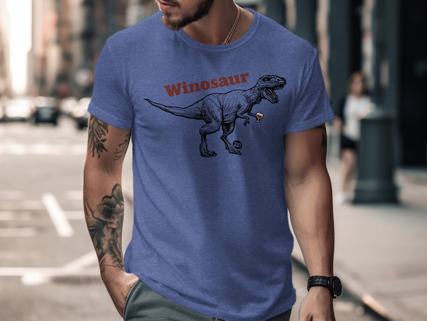 Winosaur Graphic Tee Funny Dino Drinking T-Shirt product type