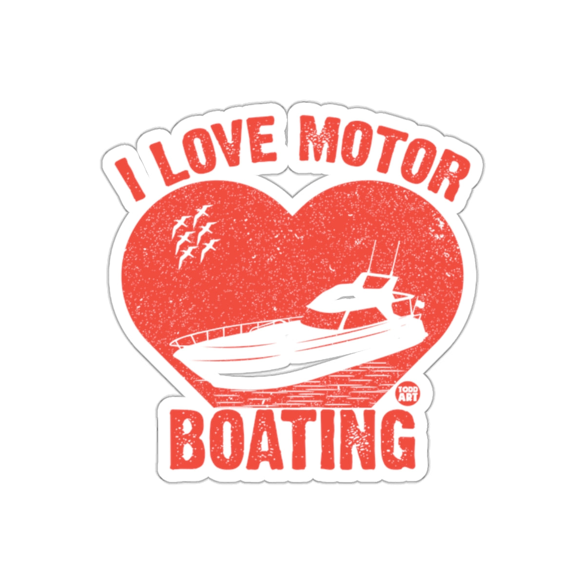 I Love Motor Boating Heart Sticker for Enthusiasts