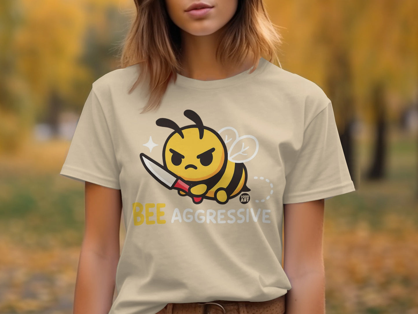 Bee Aggressive Cute Cartoon Graphic Tee Shirt