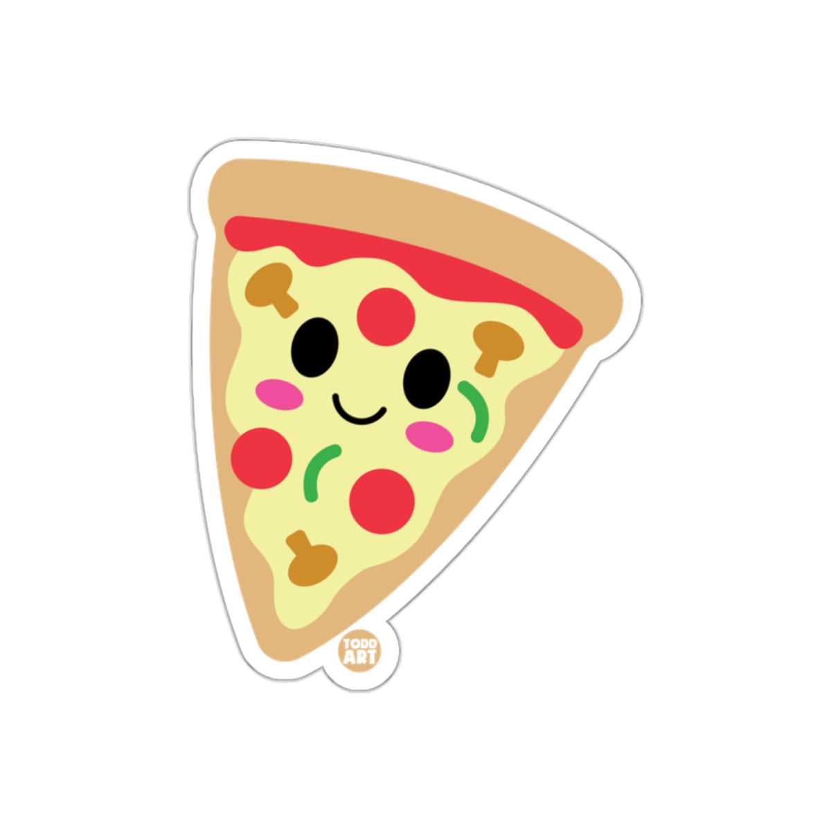 Cute Kawaii Smiling Pizza Slice Sticker for Fun