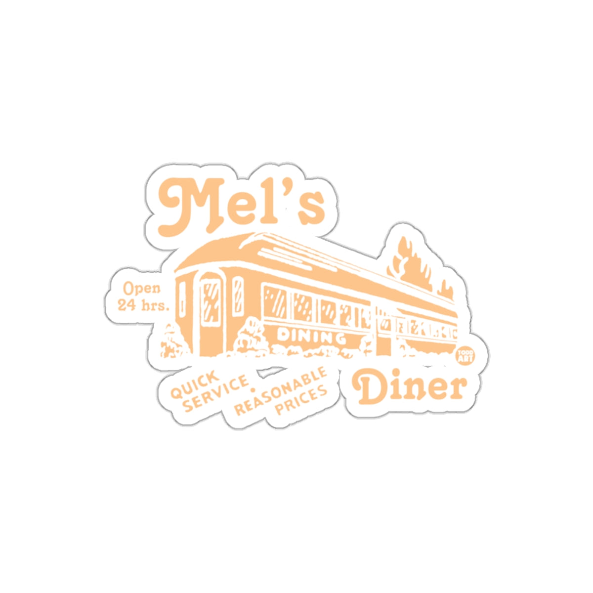Mels Open 24 Hours Diner Quick Service Illustration Stickers