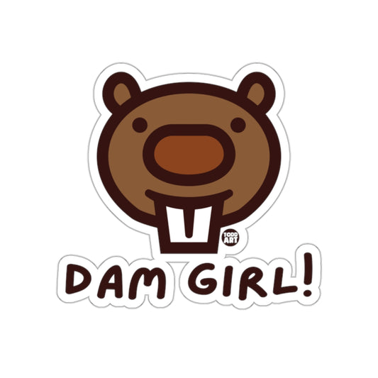 Dam Girl Cute Beaver Sticker Todd Art Illustration