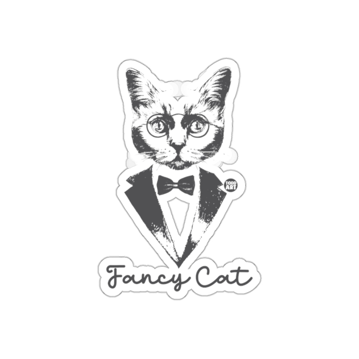 Fancy Cat in Suit with Glasses Sticker for Decorating