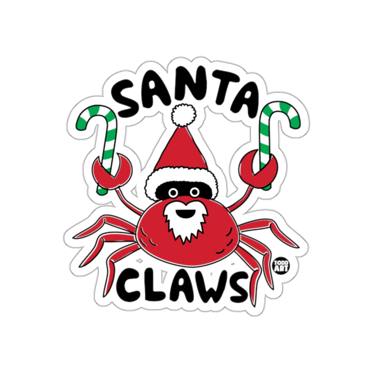 Santa Claws Christmas Crab Sticker for Holiday Fun
