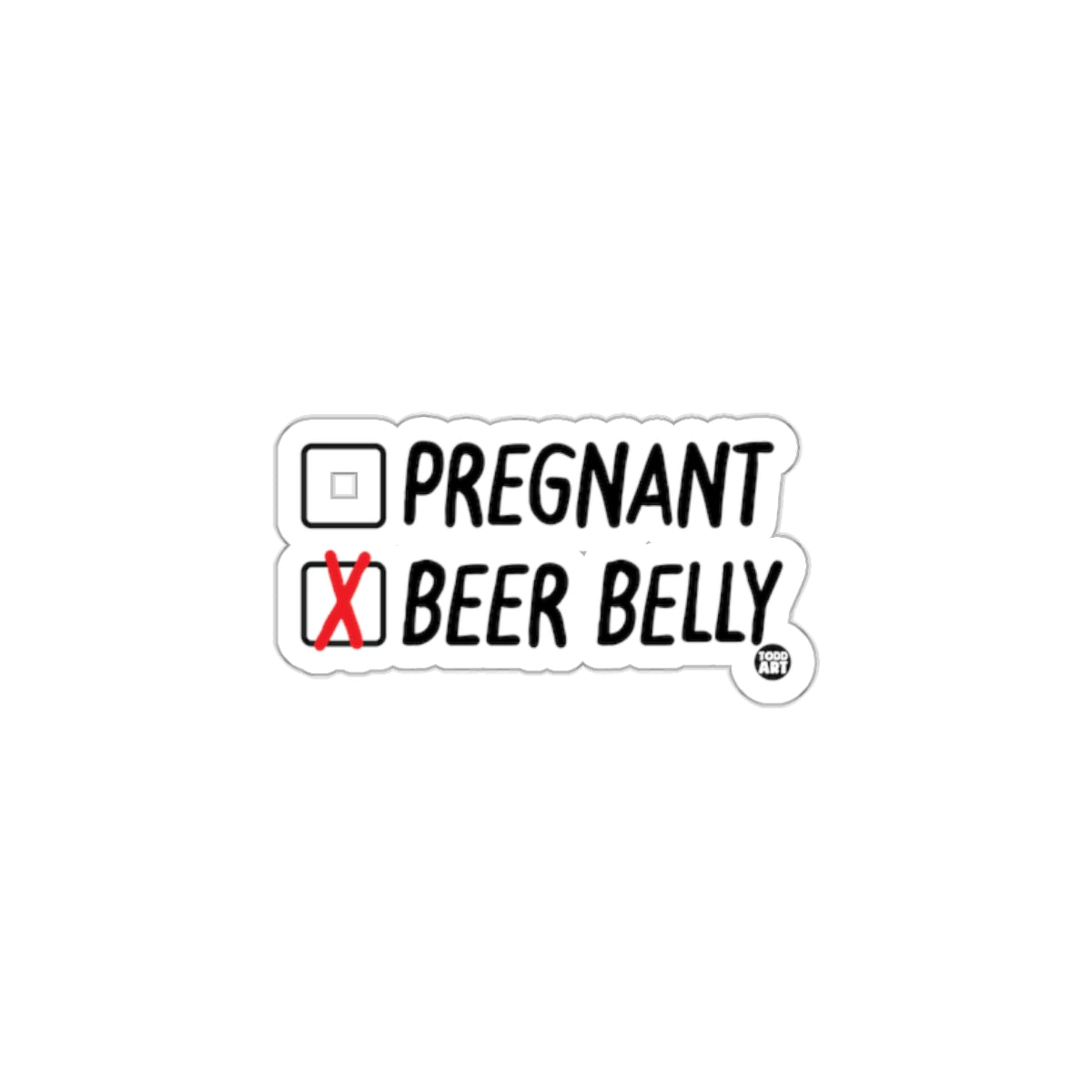 Pregnant Check Beer Belly Humorous Sticker Product