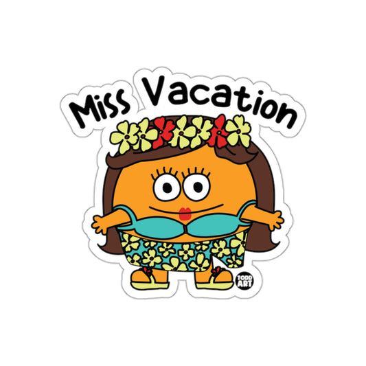 Miss Vacation Hula Floral Character Illustration Sticker