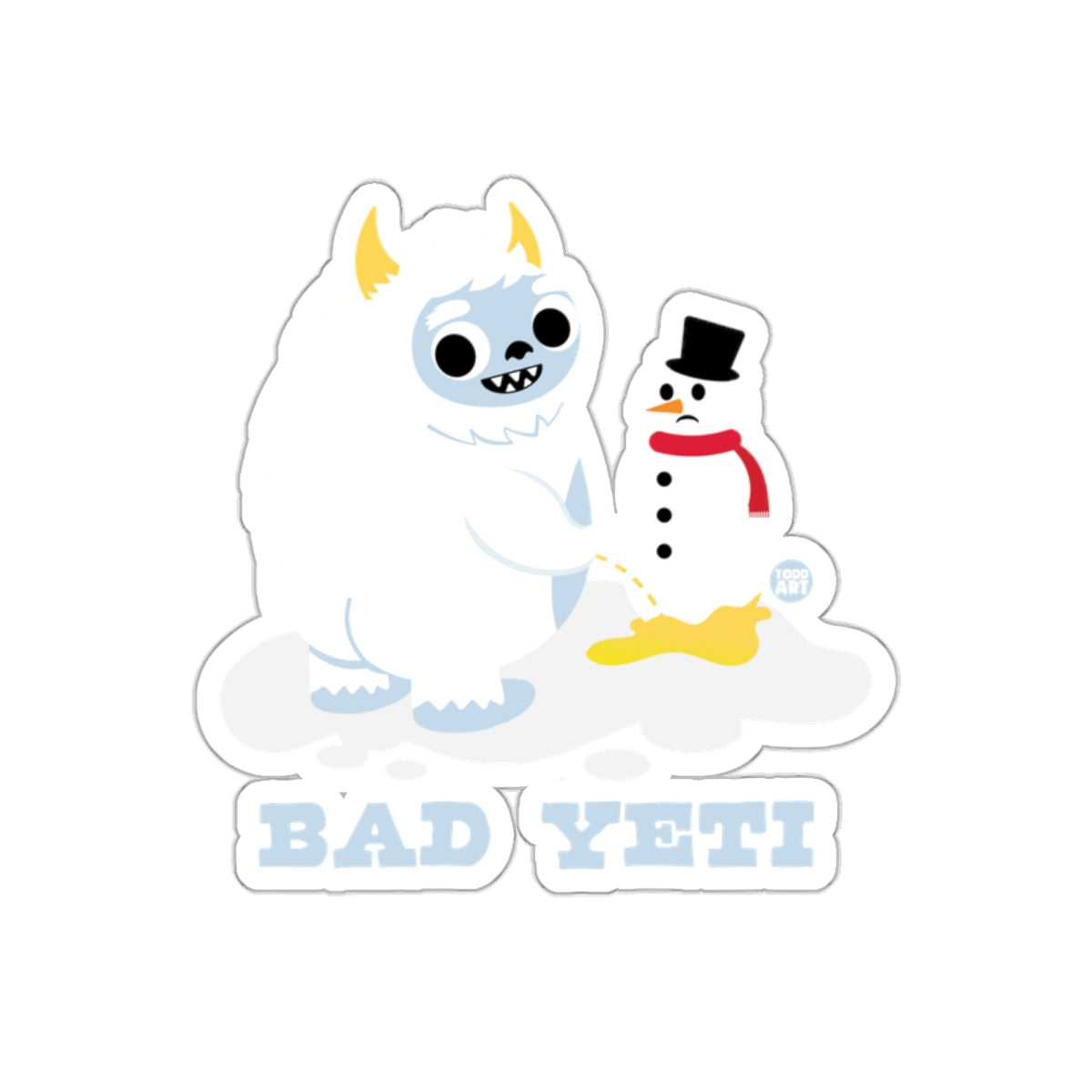 Bad Yeti Humorous Snowman Scene Sticker