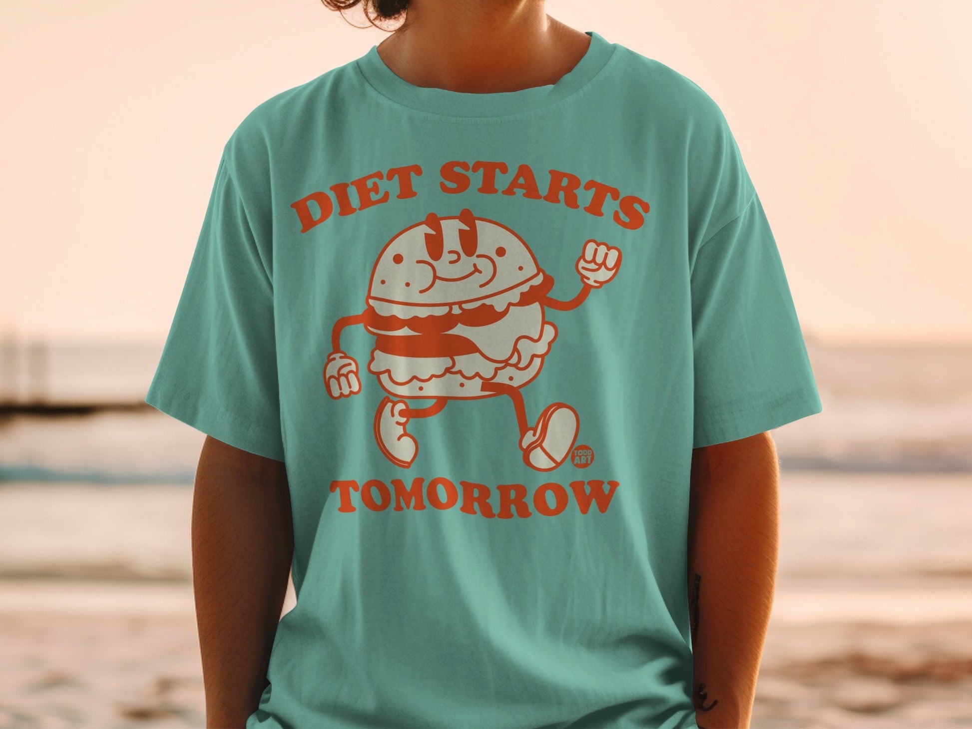 Diet Starts Tomorrow Funny Burger Graphic T-shirt