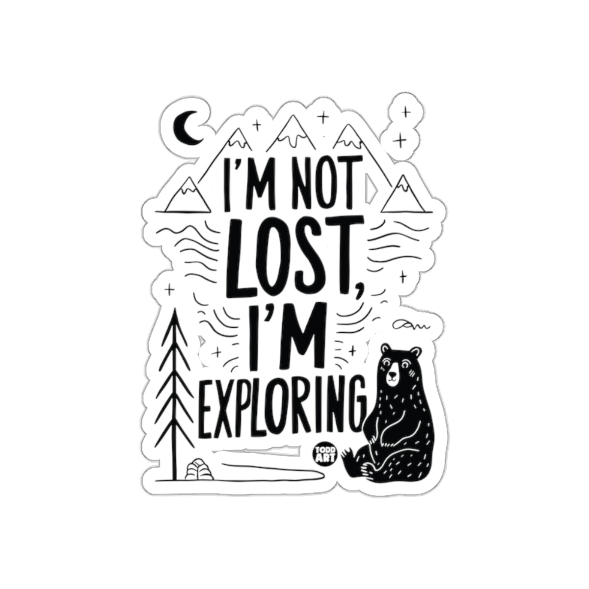 I'm Not Lost I'm Exploring With a Bear and Mountains Stickers