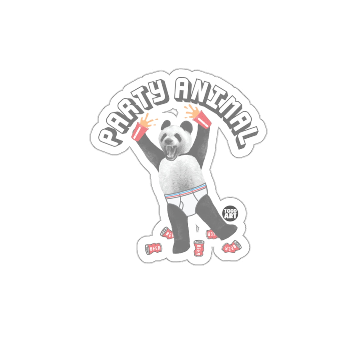 Party Animal Panda Design Sticker for Fun and Laughter