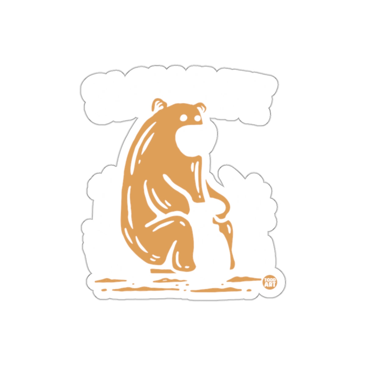 Cute Minimalist Sitting Bear Sticker Design
