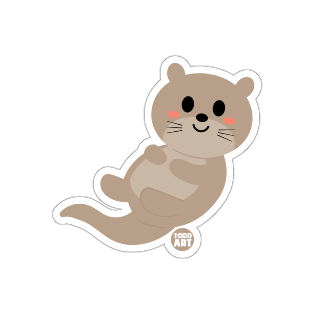 Adorable Cartoon Otter With Blushed Cheeks Sticker