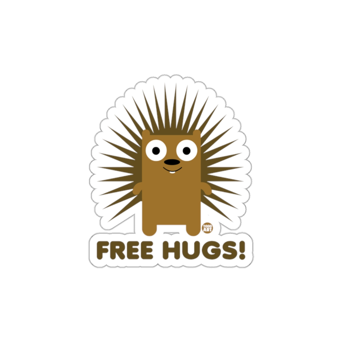 Cute Porcupine Cartoon Free Hugs Sticker Product
