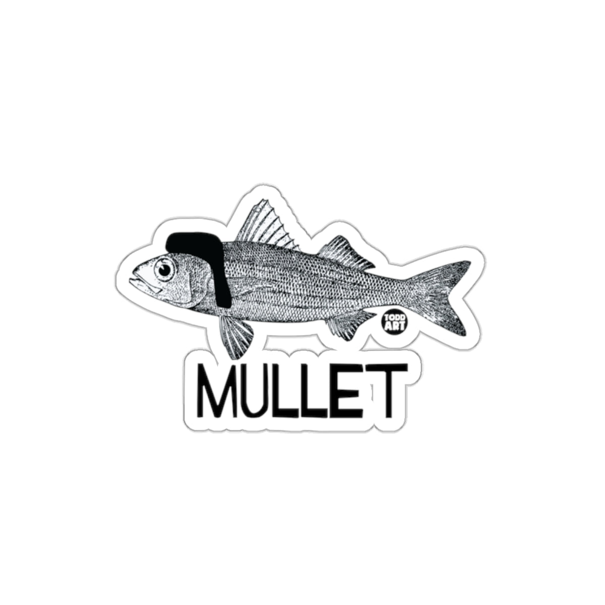 Hilarious Mullet Fish Graphic Fun Novelty Sticker