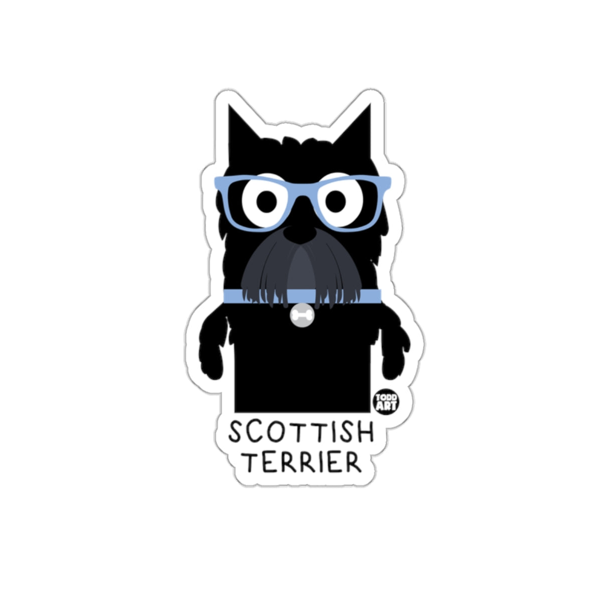 Scottish Terrier Dog with Glasses Vinyl Decal Sticker