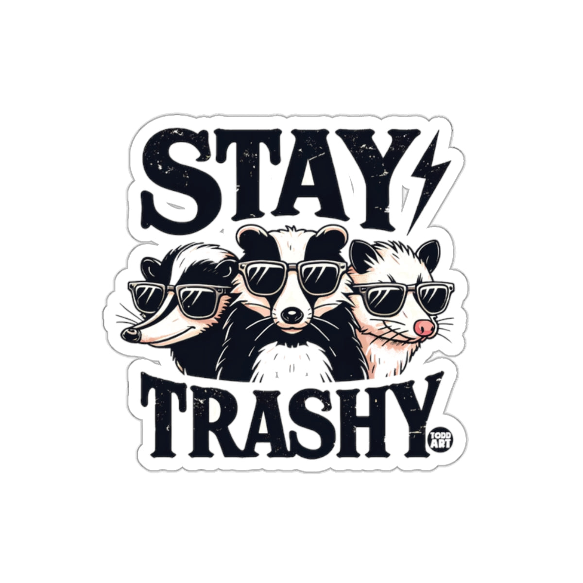 Stay Trashy Badgers and Opossum Artwork Design sticker