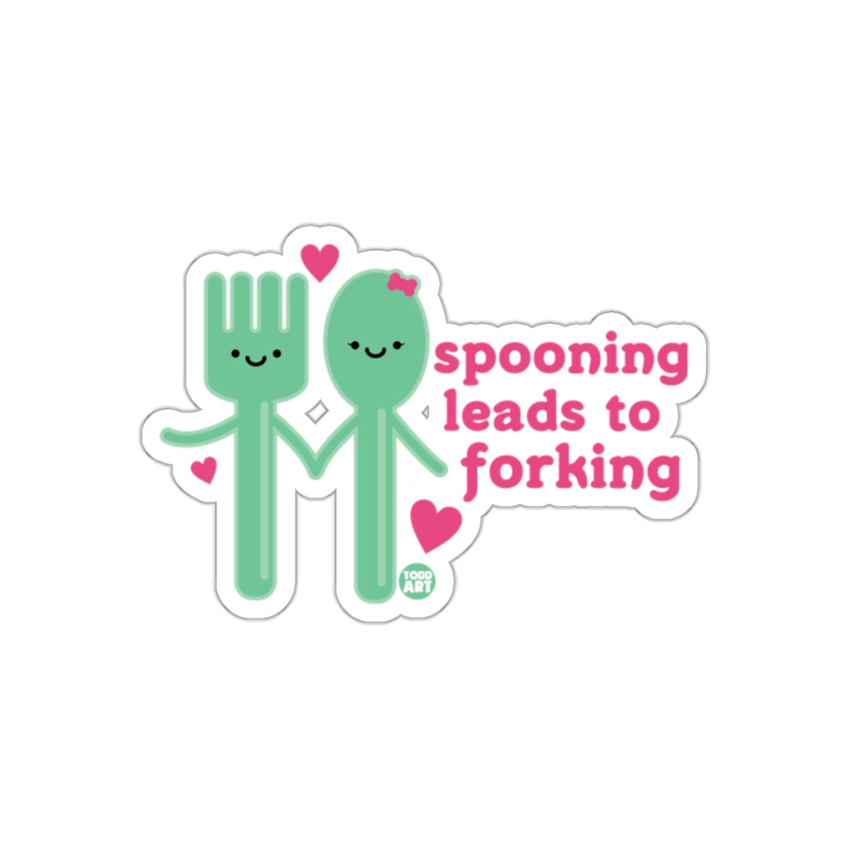 Spooning Leads to Forking Cute Utensil Sticker