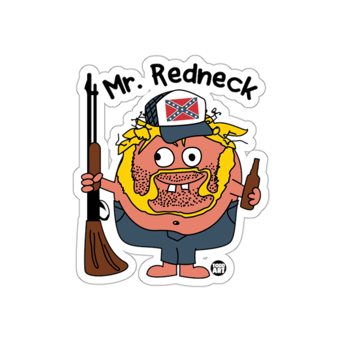 Mr. Redneck Character Illustration Sticker