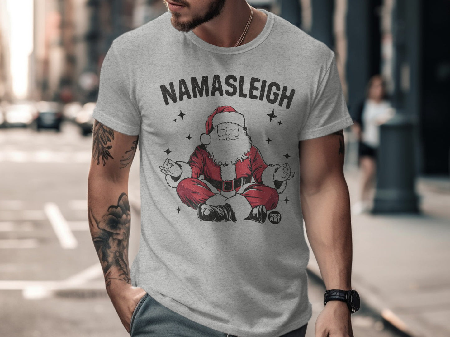 Namasleigh Santa Claus Graphic Tee for the Holidays