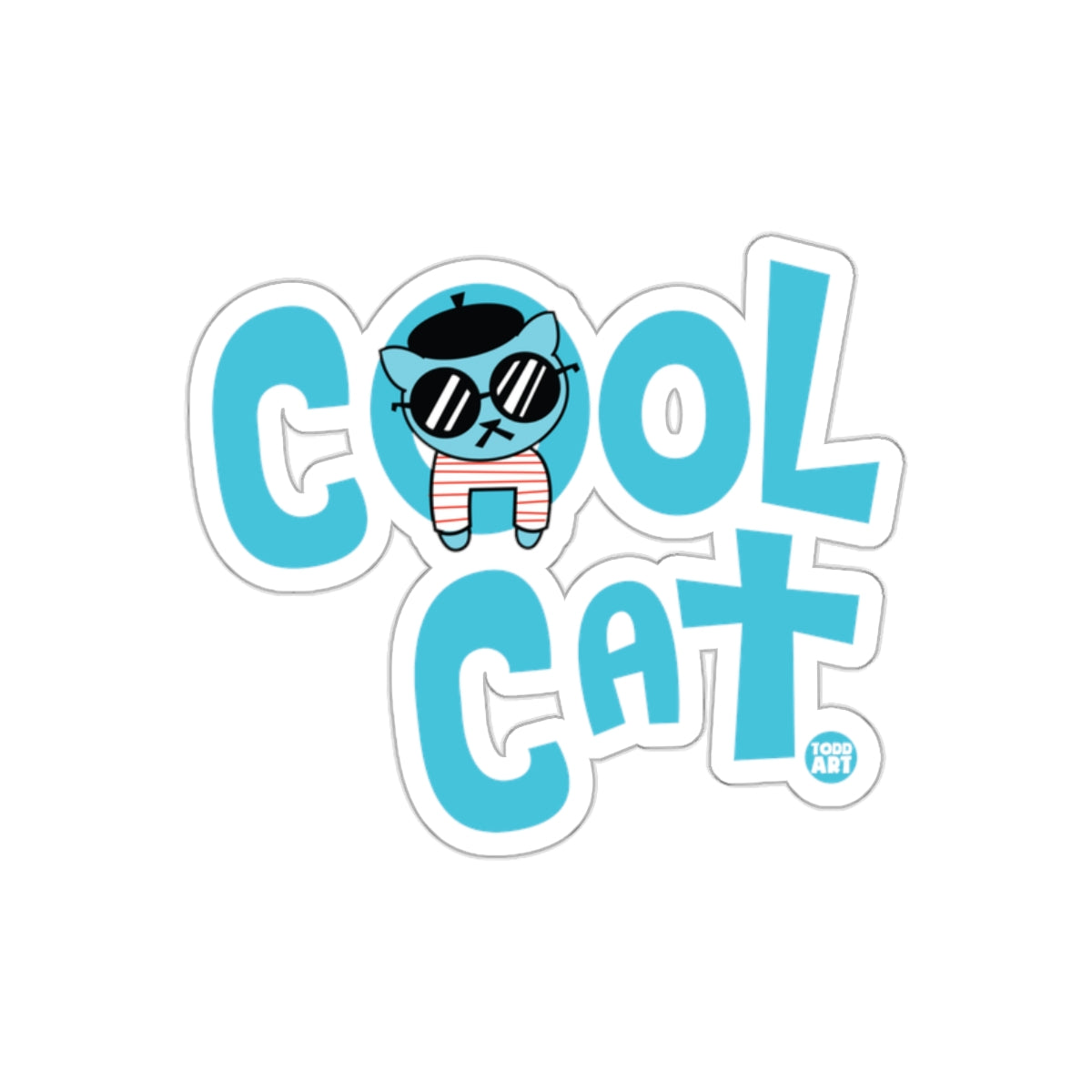Cool Cat With Beret and Shades Illustration sticker