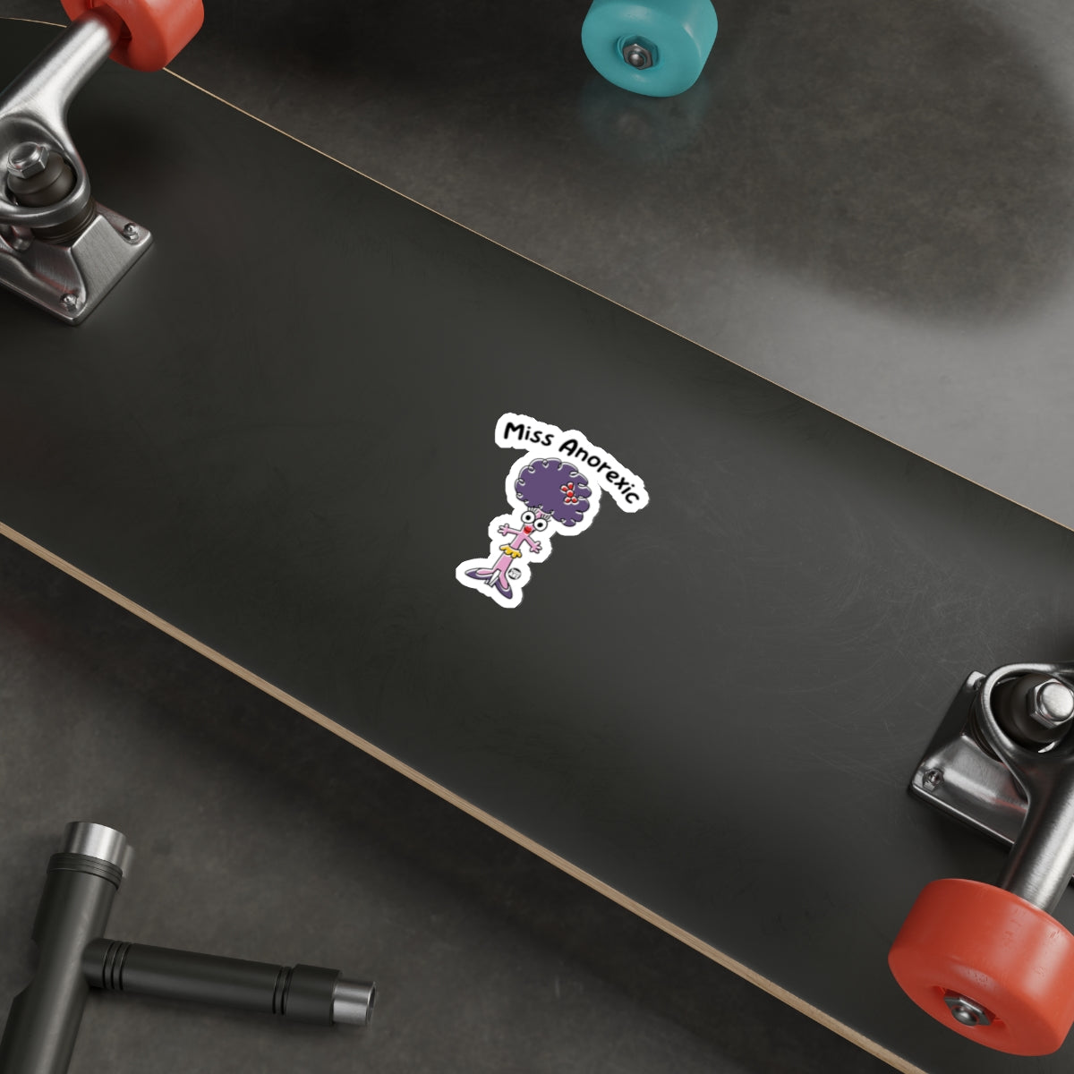 Miss Anorexic Cartoon Graphic Sticker for Skateboards