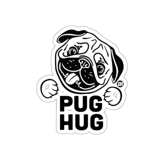 Pug Hug Black and White Todd Art Illustration Sticker
