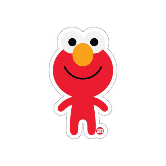 Cute Red Cartoon Character with Smiling Face Sticker