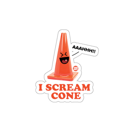I Scream Cone Funny Sticker for Humorous Decorations