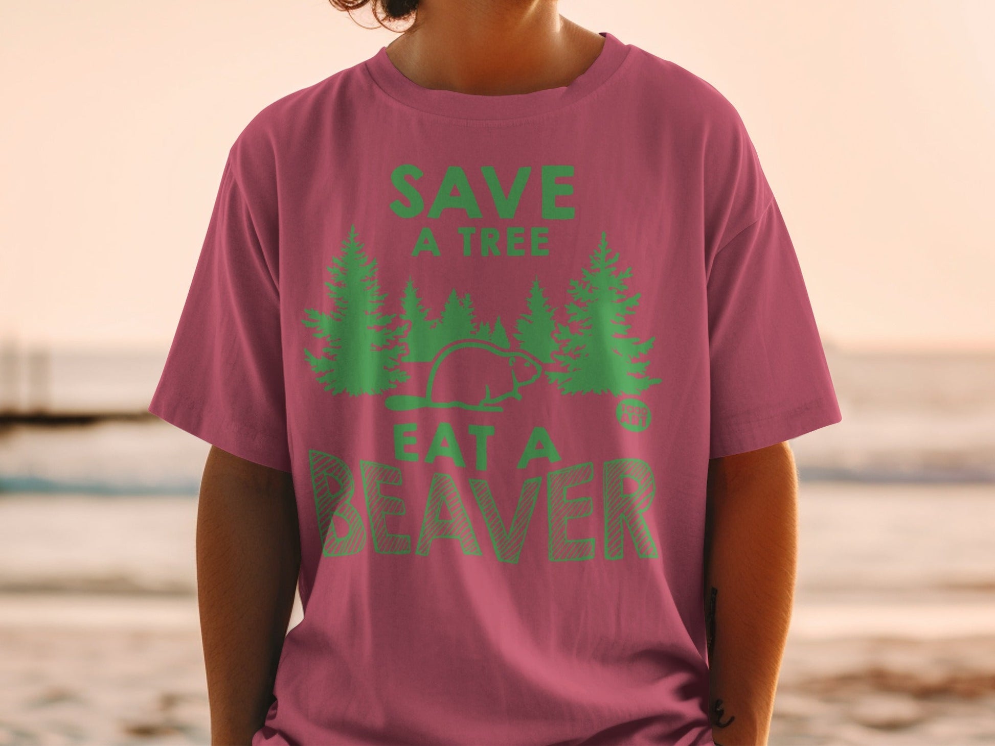 Save A Tree Eat A Beaver Funny Graphic T-shirt