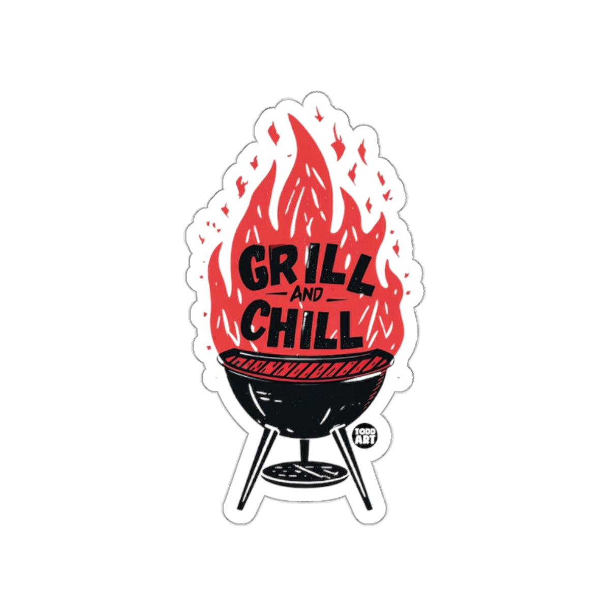 Grill and Chill Fire Design BBQ Sticker