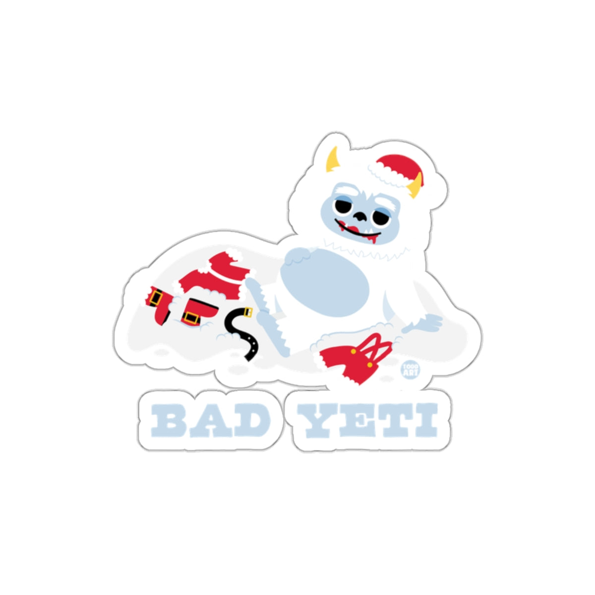 Funny Bad Yeti in Christmas Attire Sticker