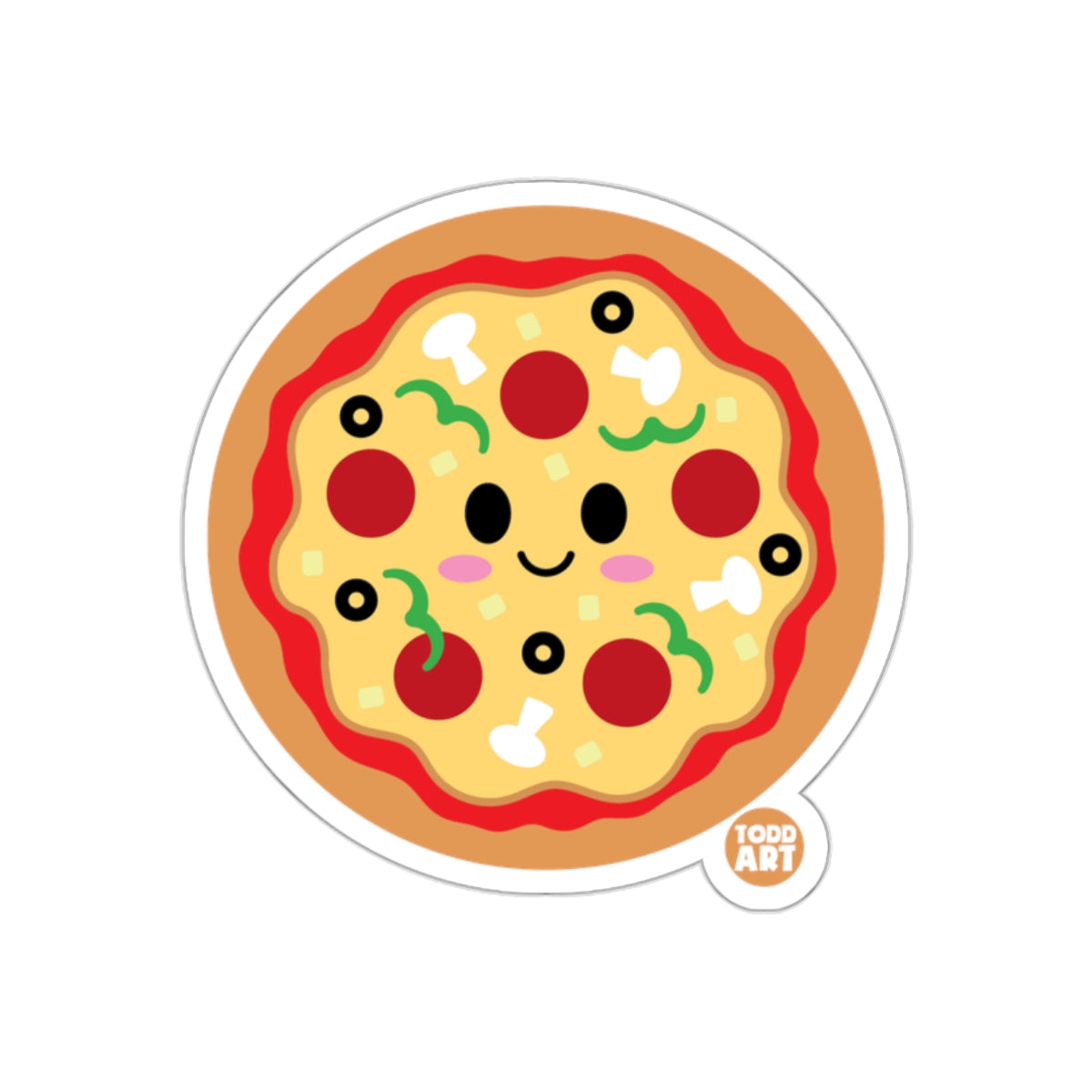 Cute Smiling Pizza with Toppings Fun Sticker