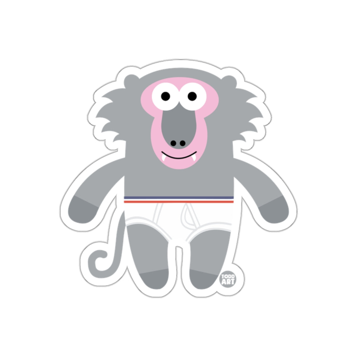 Cute Baboon Cartoon Character Graphic Design Sticker