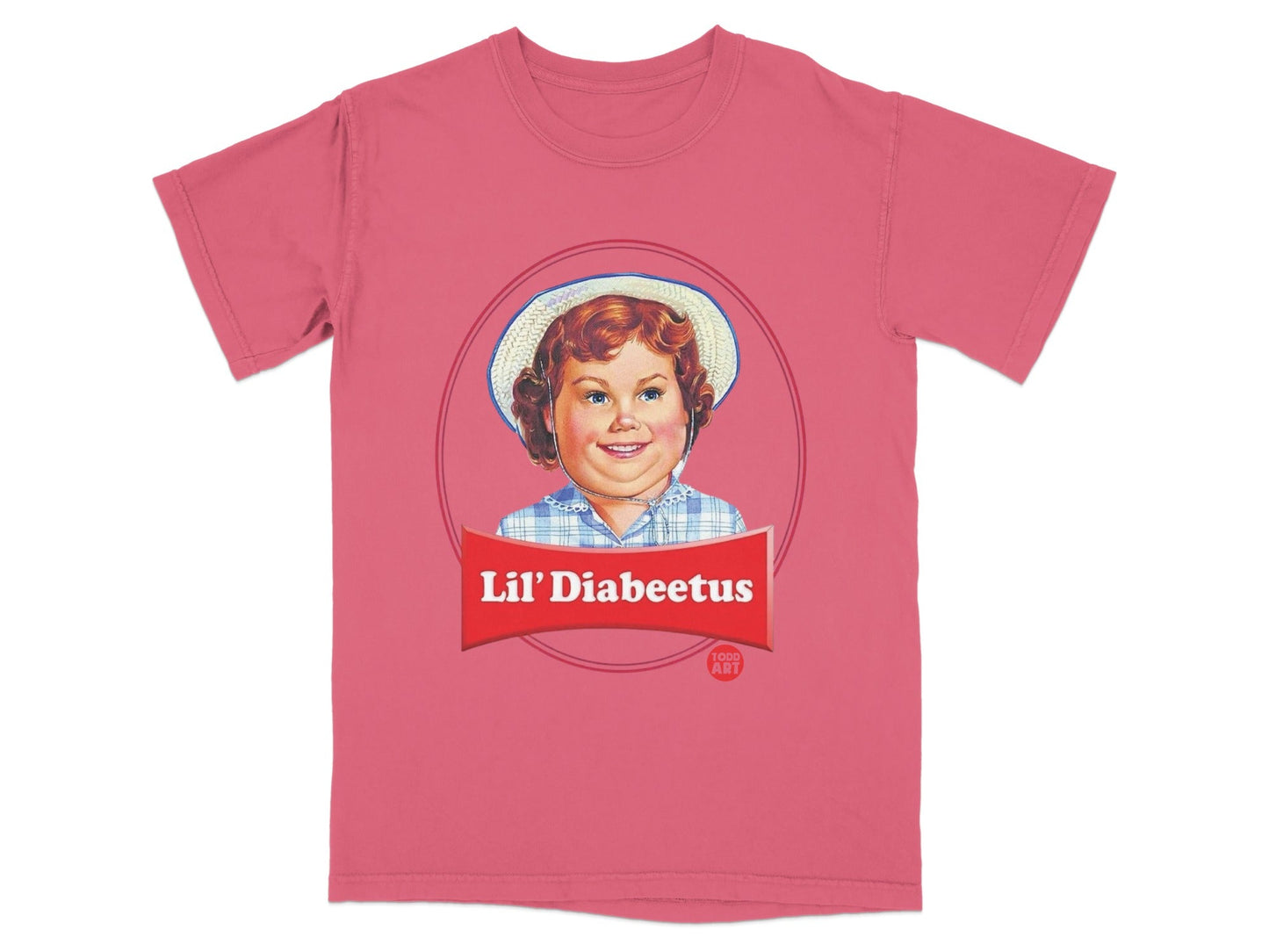 T-shirt with illustration of a girl's face and "Lil' Diabeetus" text.