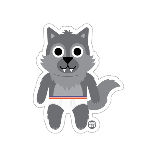 Cute Cartoon Wolf Character Sticker for Kids
