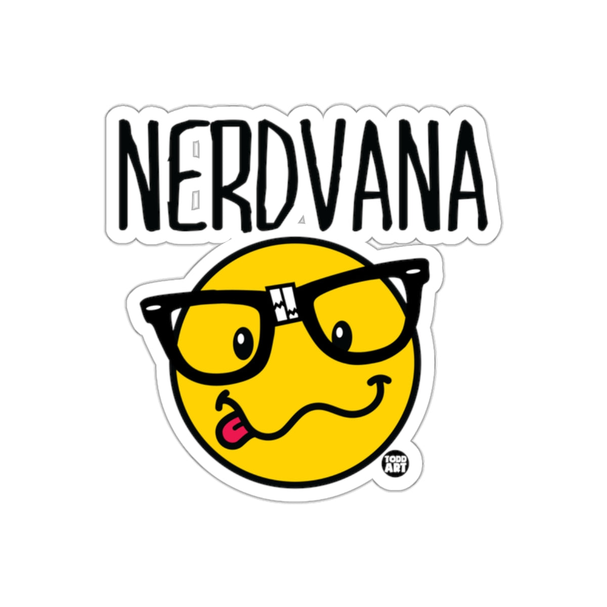 Nerdvana With Yellow Funny Face Nerd Stickers
